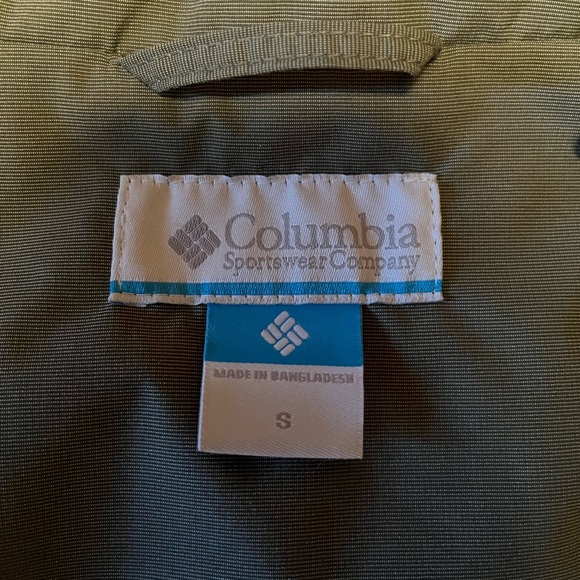 Sage green Columbia rain jacket. Size: Small. Like new - Picture 2 of 6